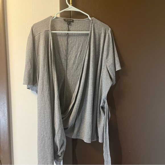 Lane Bryant Crossover Wrap Textured Top VNeck Surplice Neckline Rib Knit 26 / 28 - Picture 5 of 12